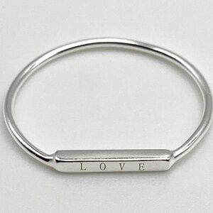 LOVE Stamped Ring 925 Sterling Silver Simple Dainty Minimalist Size 5